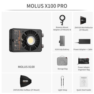 ZHIYUN MOLUS X100: Pocket COB Light PRO Pack - Zhiyun Australia